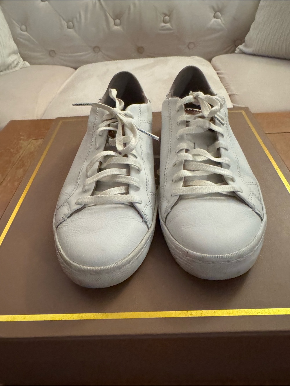Cole Haan Women's White Low-Top Leather Lace-Up Sneakers
